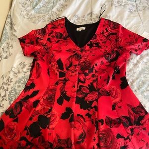 XL red roses party dress (New)